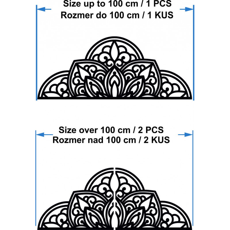 Fából készült falfestmény fél mandala - BOHEMIA