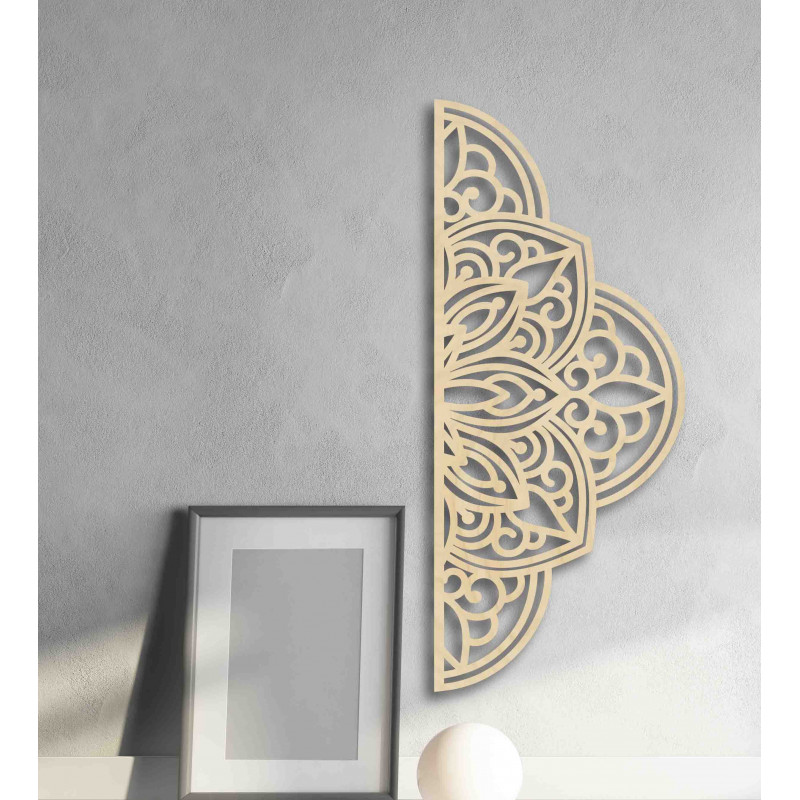 Fából készült falfestmény fél mandala - BOHEMIA