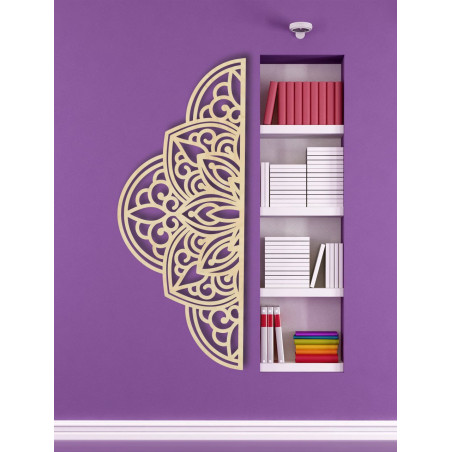 Fából készült falfestmény fél mandala - BOHEMIA