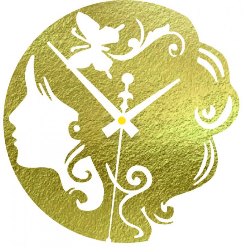 Fa óra - hölgy pillangóval a hajában fekete és...