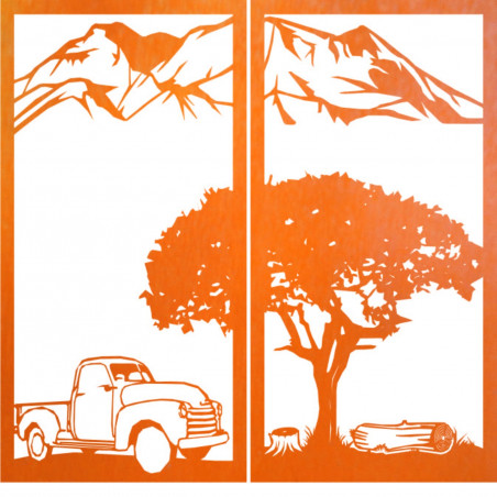 Faragott kétrészes falfestmény természettel - BULISA