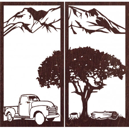 Faragott kétrészes falfestmény természettel - BULISA