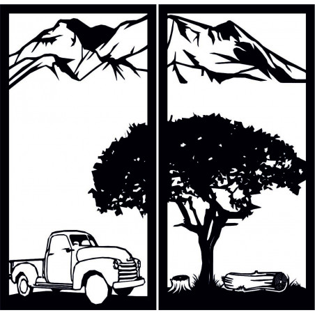 Faragott kétrészes falfestmény természettel - BULISA