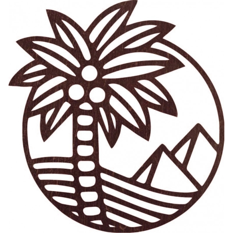 Pálmafát ábrázoló fafestmény a tengerparton -...