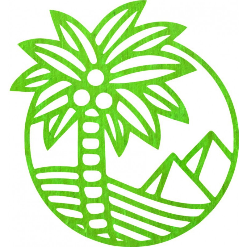 Pálmafát ábrázoló fafestmény a tengerparton -...