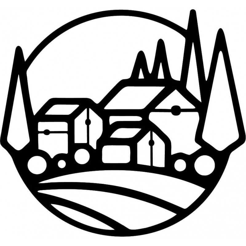 Fából készült kép a házak falán