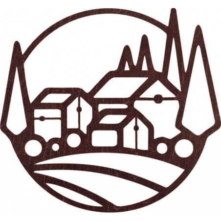 Fából készült kép a házak falán