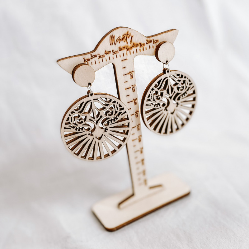 Fából készült természetes lógó fülbevaló LILIEN...