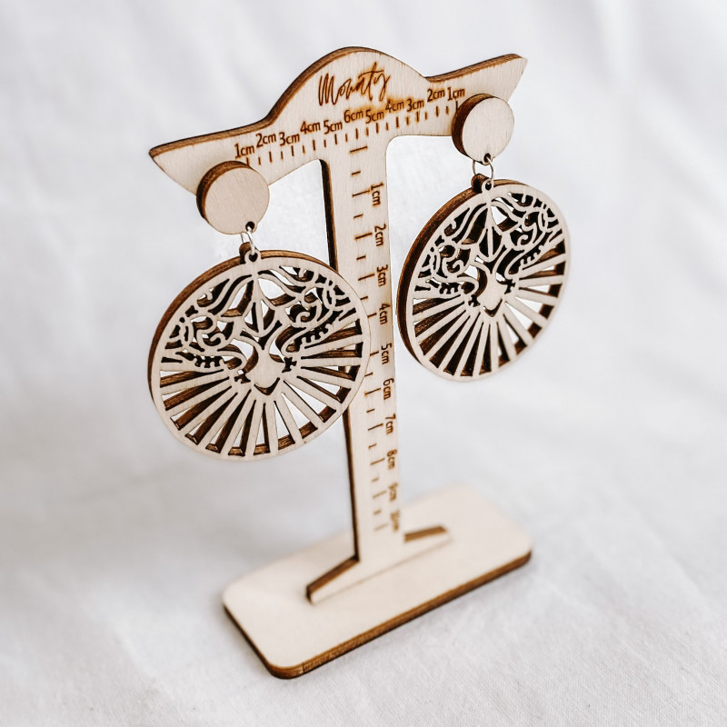 Fából készült természetes lógó fülbevaló LILIEN...