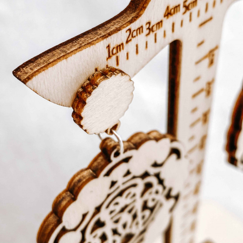 Fából készült természetes lógó fülbevaló AURORA...