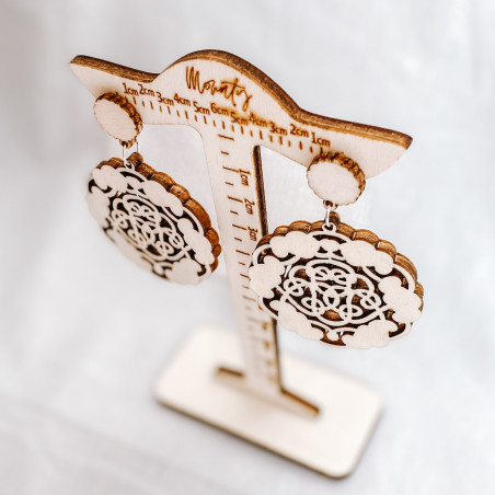 Fából készült természetes lógó fülbevaló AURORA - MONATY | SENTOP