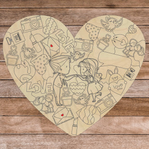 Fa puzzle szív alakú -...