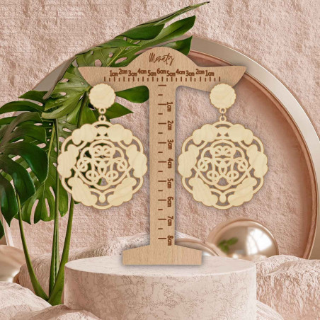 Fából készült természetes lógó fülbevaló AURORA - MONATY | SENTOP