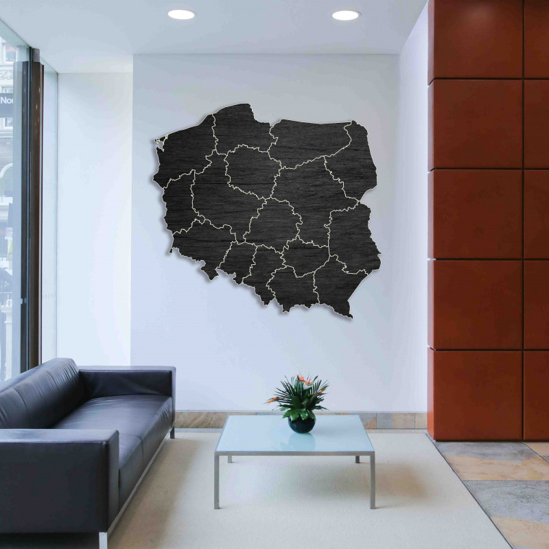 Fából készült falitérkép Lengyel Köztársaság -...