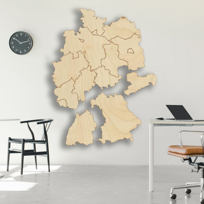 Németország fából készült fali térképe