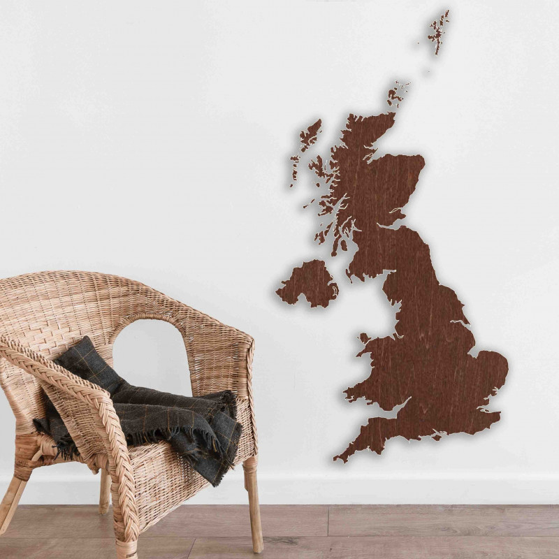 Fából készült térkép a falon Egyesült Királyság | SENTOP