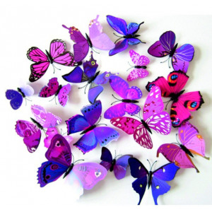 Dekorációs matricák és címkék, színes matricák és matricák a falon, 3D színes pillangók a gyerekszobában.