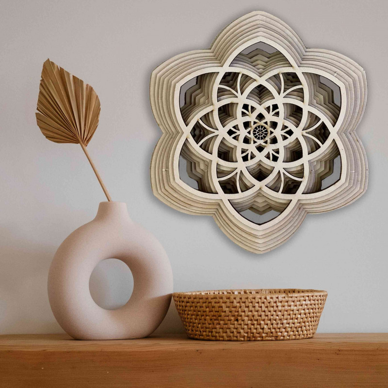 Több rétegű, akár 90 x 100 cm-es fa mandala...