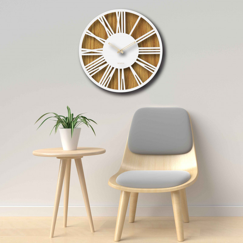 Modern fa falióra minimalista geometrikus dizájnnal