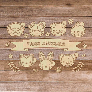 Gyermek fadoboz - Farmállatok 7 db | SENTOP H002 2