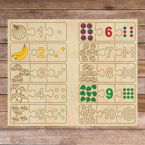 Gyermek fa kirakós játék - Háromrészes puzzle 30 db | SENTOP H004