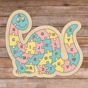 Gyermek fa puzzle - Dinoszaurusz és ábécé A -ZET 26 darab | SENTOP H006