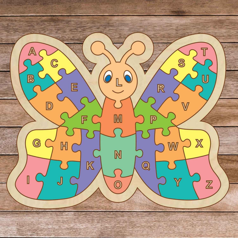 Gyermek fa puzzle - ábécé pillangó A -ZET 26 darab | SENTOP