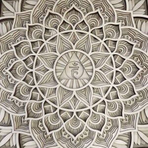Nagyméretű 3D-s fa falfestmény I. Kommunikáció mandala 2