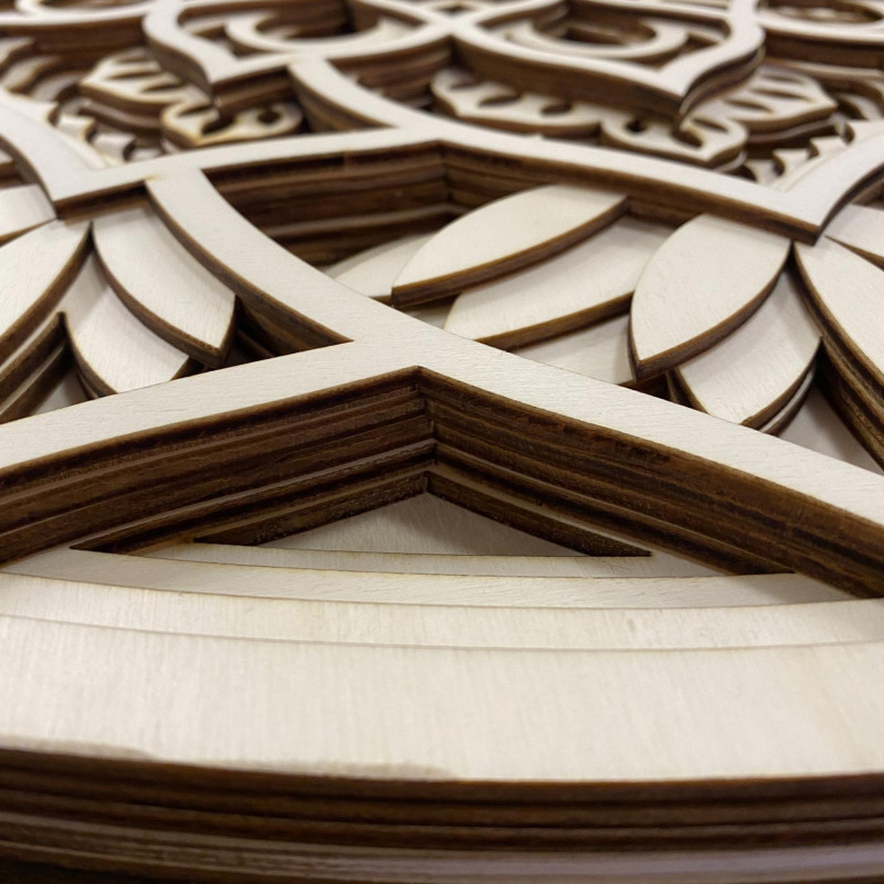 Nagyméretű 3D-s fa falfestmény I. Kommunikáció mandala