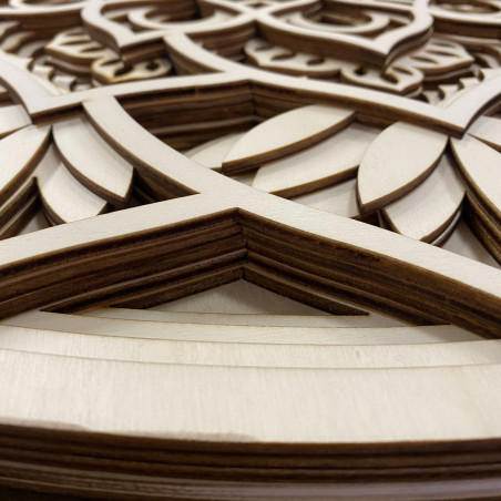 Nagyméretű 3D-s fa falfestmény I. Kommunikáció mandala