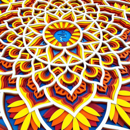 Feng shui energiával díszített fa mandala a falon