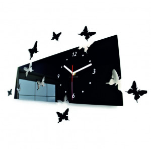 Stylish wall clock butterfly. Color black. Dimensions 60 x 49 cm