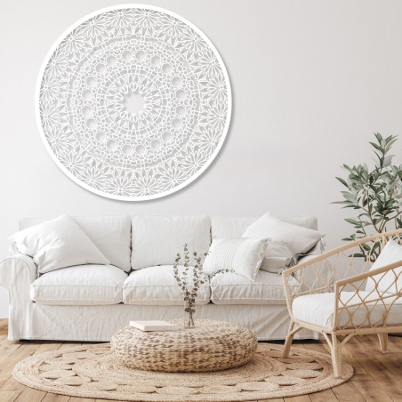 Luxus fa mandala festmény a falon egy modern belső térhez
