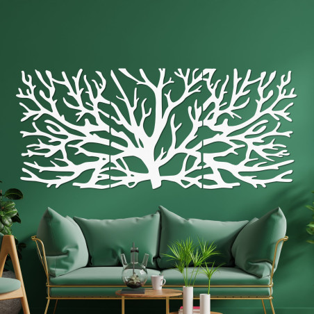 Háromrészes fafestmény - Fenséges fa ágakkal, erdei triptichon, természetes faldekoráció