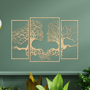 Pompás falfestmény arcokkal és fákkal, modern falfestmény, nappali festés 2