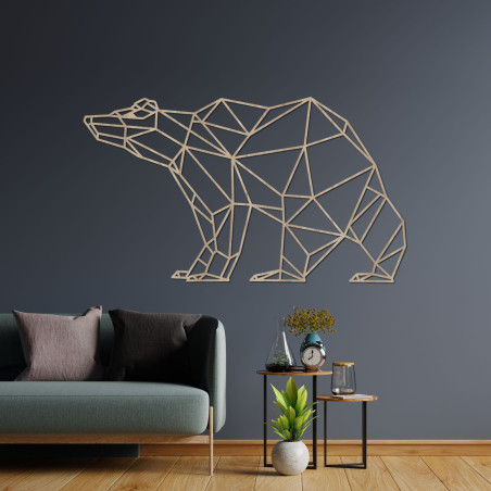 Modern fa fali dekoráció geometrikus macival, natúr tölgyfa dekorációval.