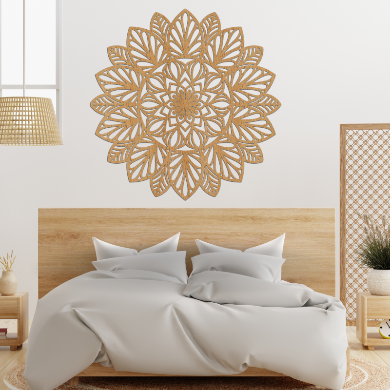 Fából készült mandala falfestmény
