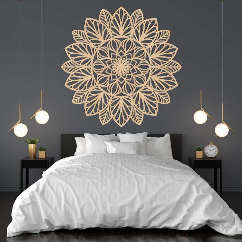 Fából készült mandala a falon