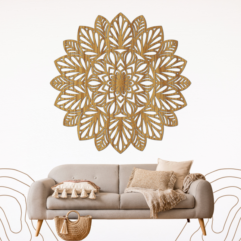 Fából készült mandala falfestmény