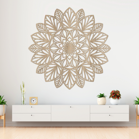 Fából készült mandala a falon Fából készült mandala a falon