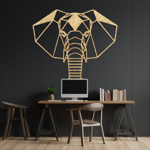 Geometrikus fa elefánt faldekoráció modern minimalista stílusban