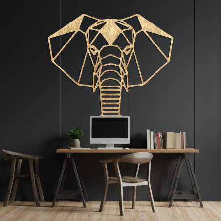Geometrikus fa elefánt faldekoráció modern minimalista stílusban