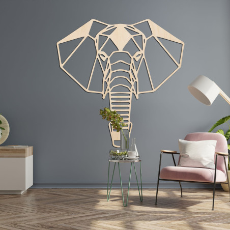 Geometrikus fa elefánt faldekoráció modern minimalista stílusban