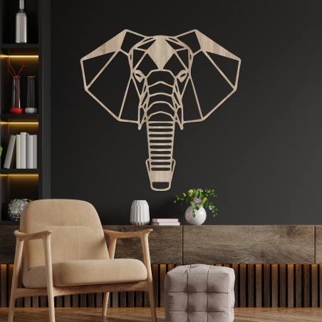 Geometrikus fa elefánt faldekoráció modern stílusban