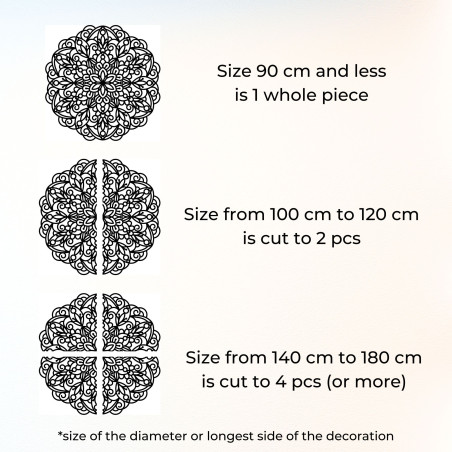 Fából készült mandala a falon: geometrikus virágdíszítés