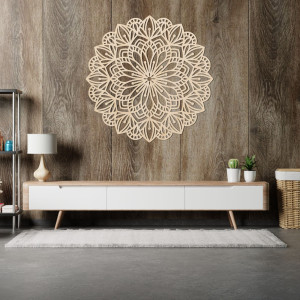 Fából készült mandala a falon virágesszencia - ESSENTIA 2