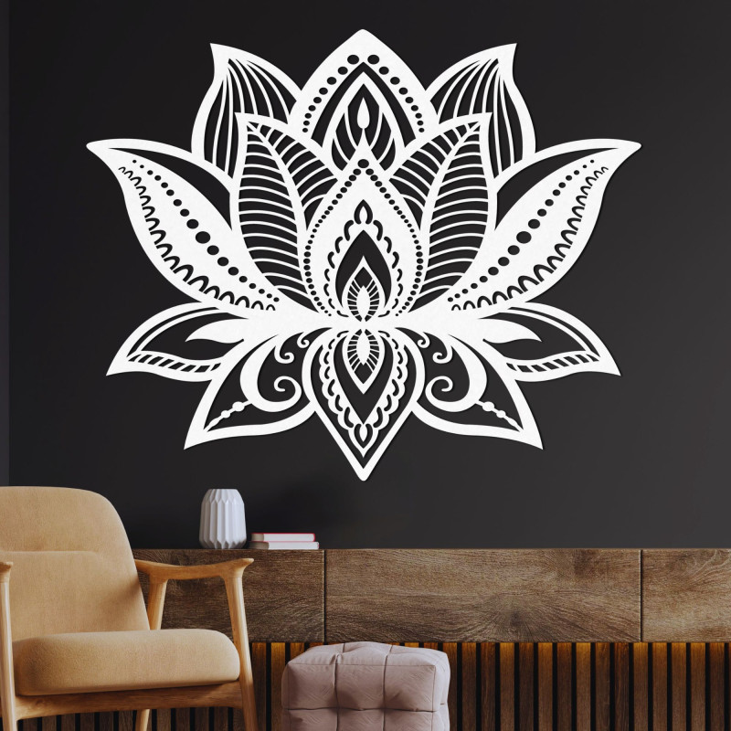 Fali dekoráció fából készült mandala virág - COR LUCIS