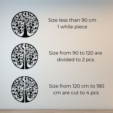 Kerek fa dekoráció életfával a falra