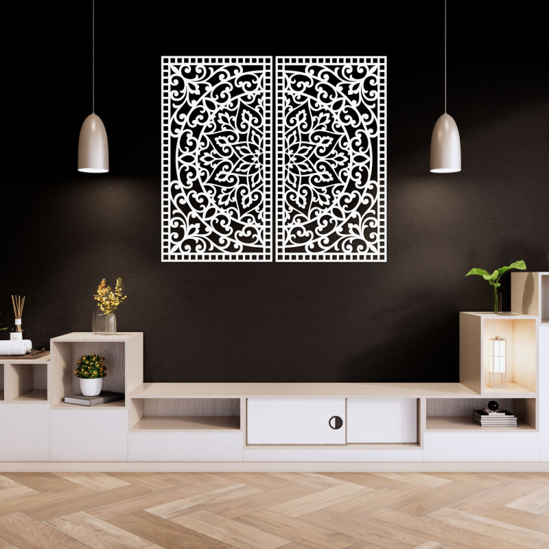 Mandala dísz fali szett – dekoratív fa kép, 2 részből áll