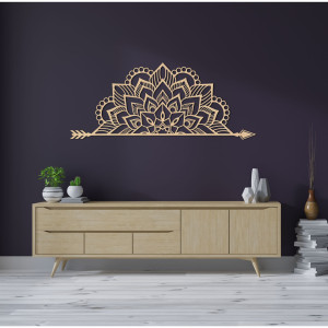 Elegáns fekete mandala a falon modern bohém stílusban